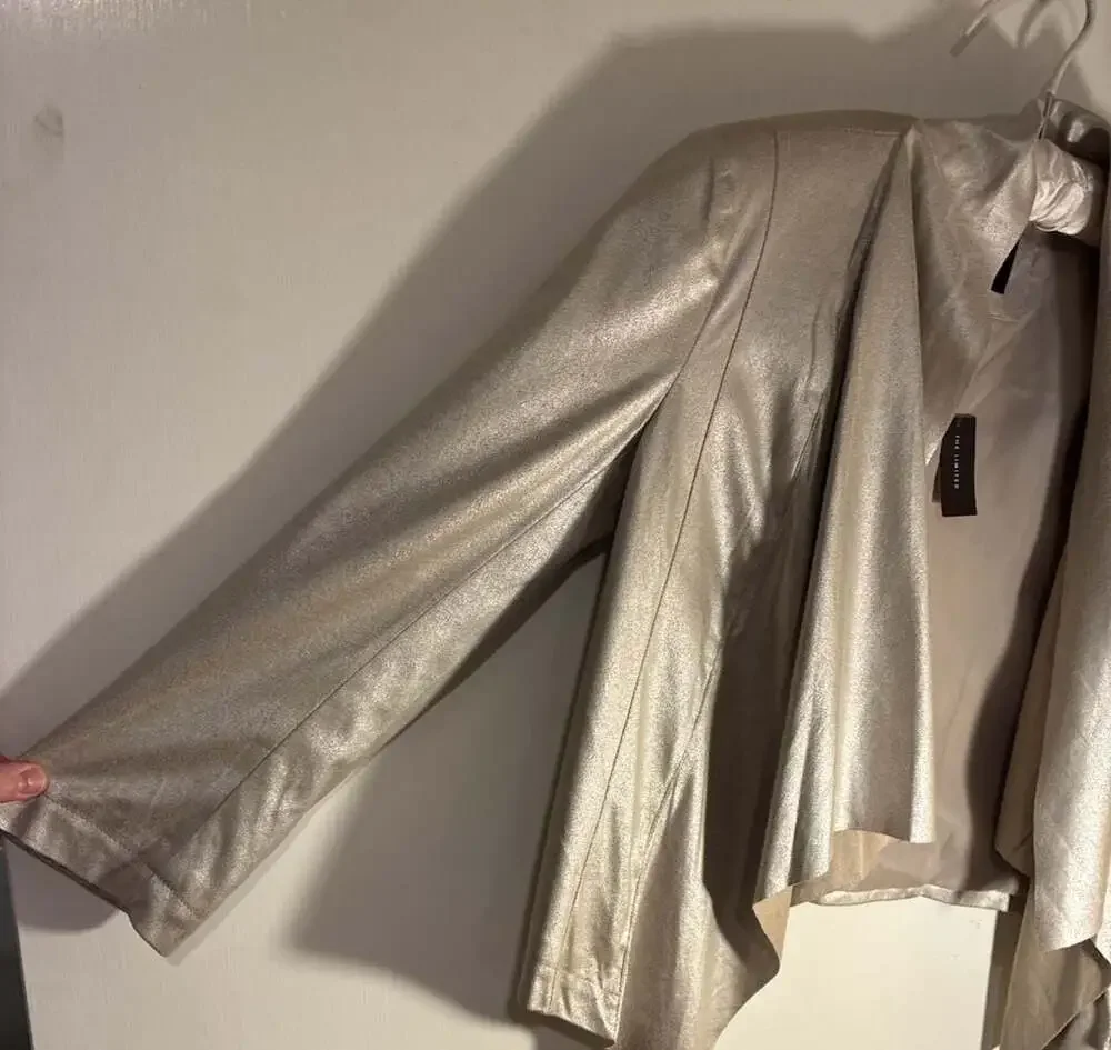 The Limited Metallic Gold Faux Leather Blazer Jacket, Size S